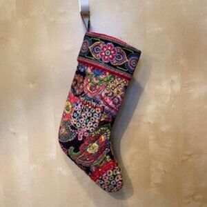 Vera Bradley Christmas Stocking – Retired Pattern – Quilted Paisley Black Multi